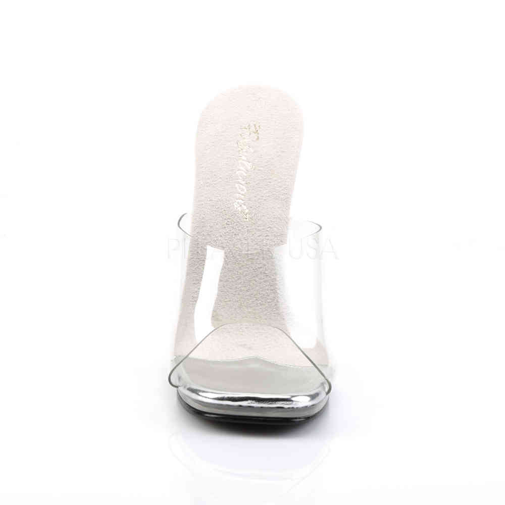 - CHIC-01 Mules with heel - Transparent/Silver coloured